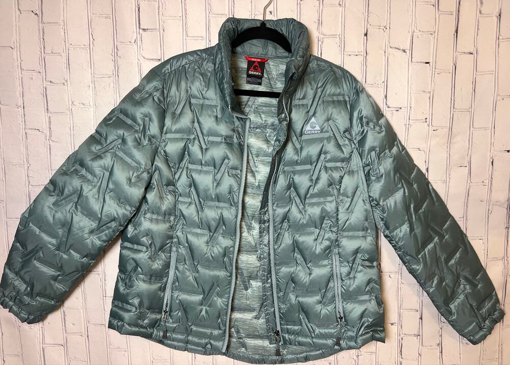 Gerry Women’s XL Down Puffer Jacket Sage Green 90% Down Quilted Winter Coat